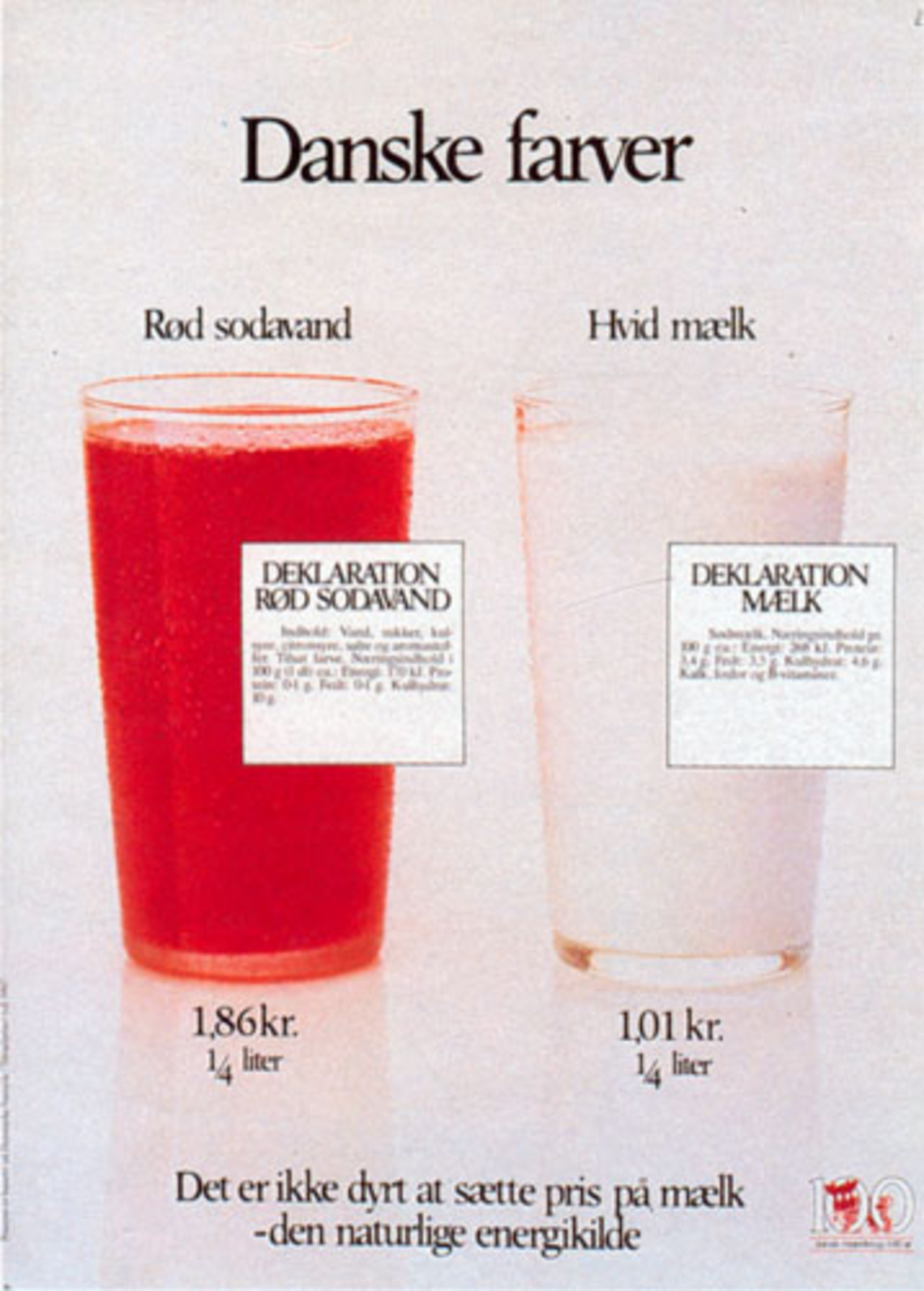 Danish Color. Red Soda Water. White Milk Danish Milk Marketing Campaign.