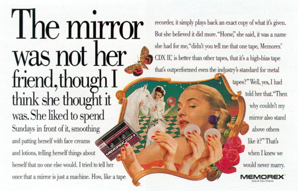 The mirror was not her friend, though I think she thought it was...