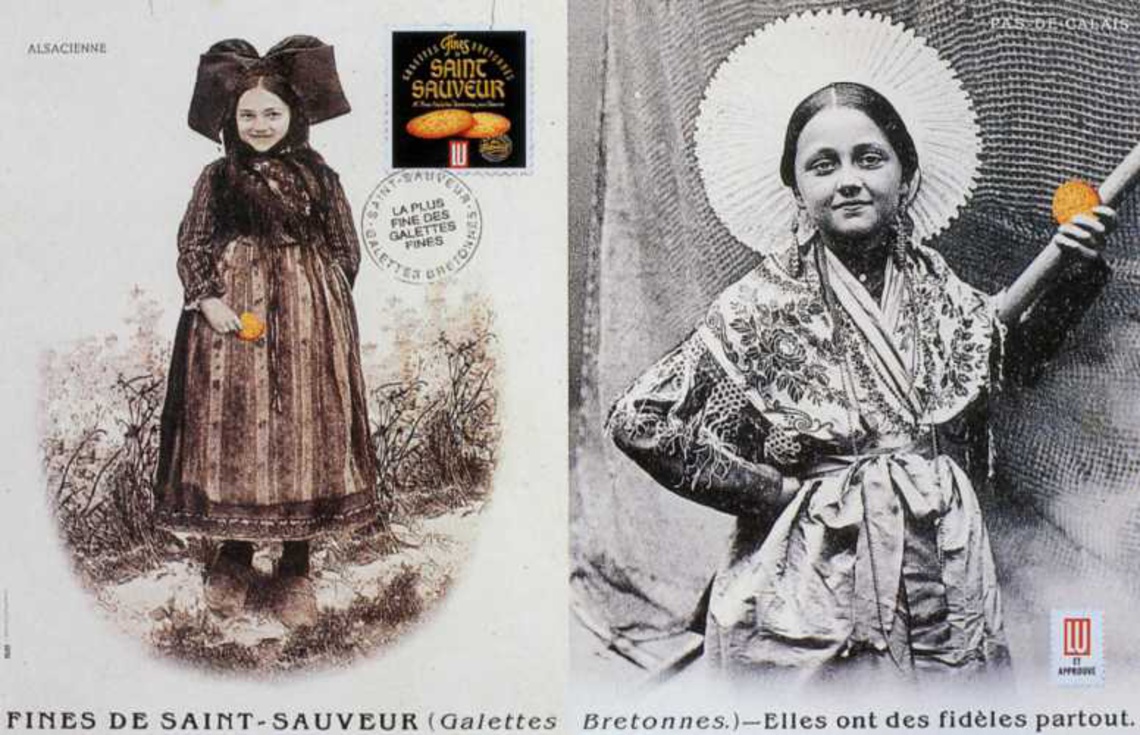 The fine Saint-Saveur cookies. They have their faithfuls everywhere. (Visuals show traditional costumes from various regions of France.)