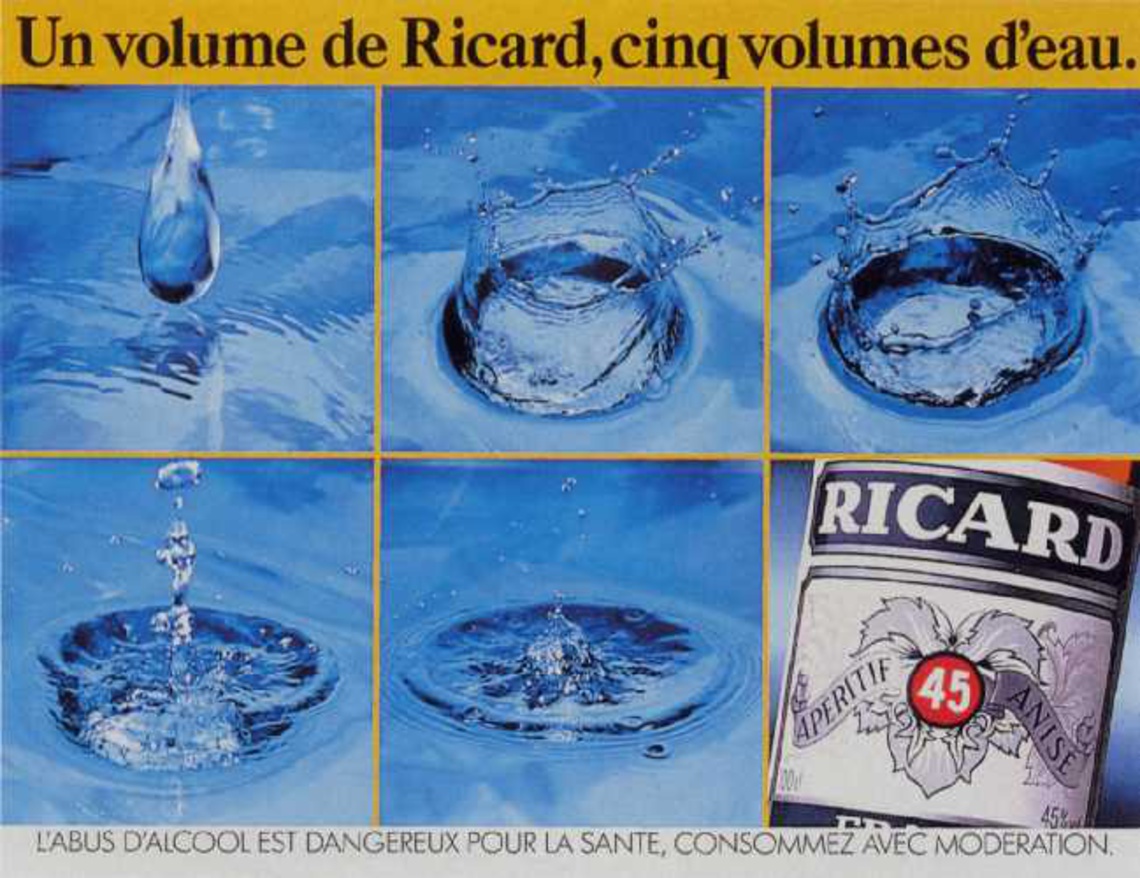 One part of Ricard, five parts of water.