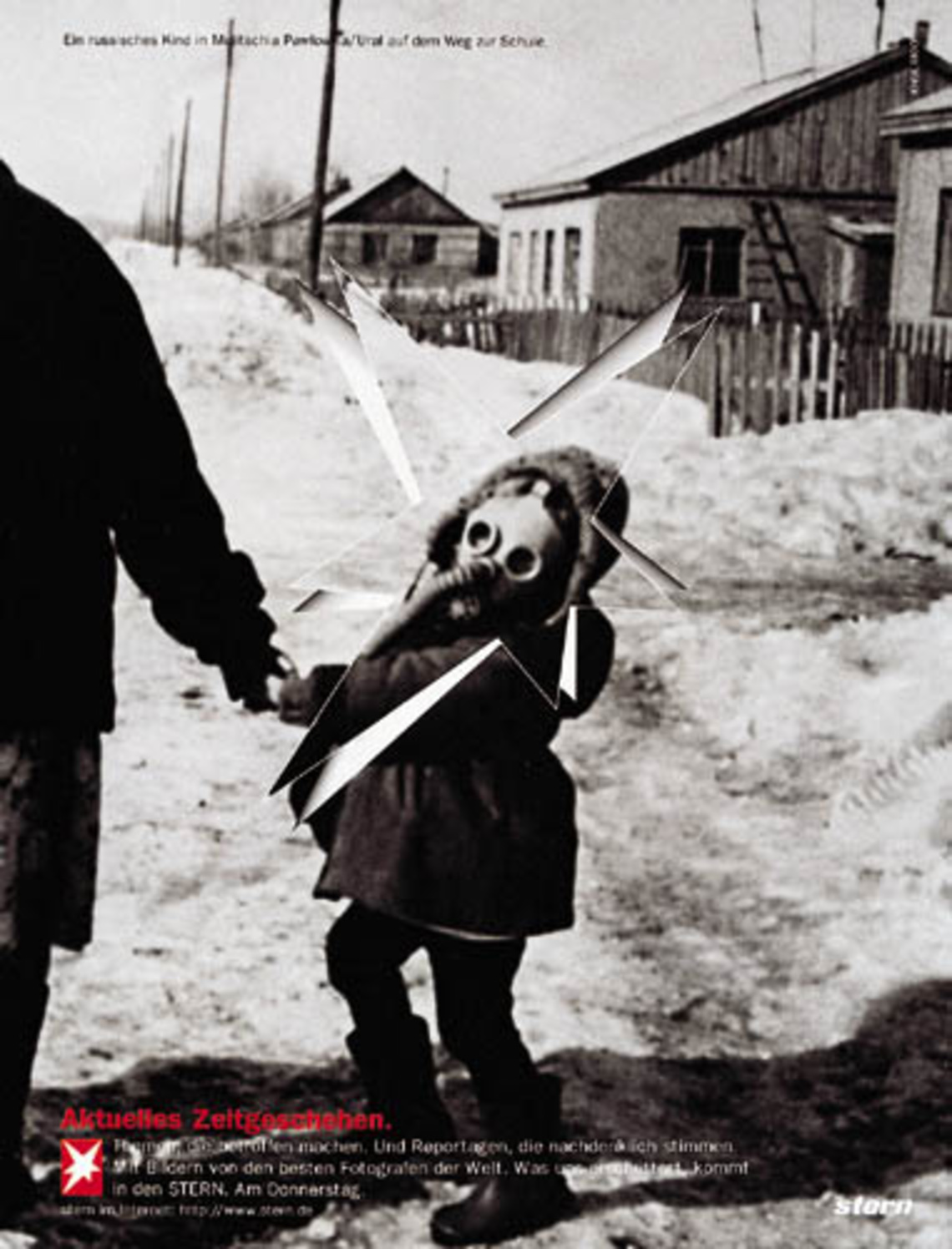 Copy: A Russian child in Mujitschia Pavlovka/Ural on its way to school.
Claim: Current events.