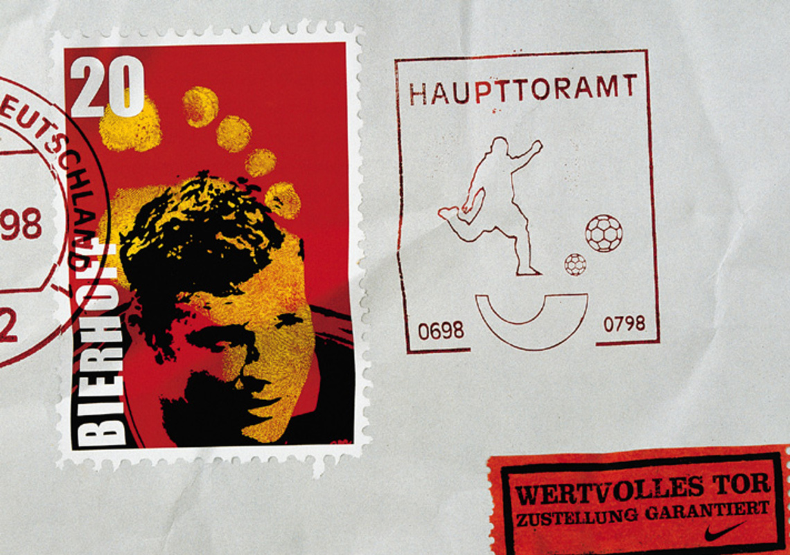 Stamp is a combination of the German words for "goal" and "post office." Sticker: Precious goal. Dispatch guaranteed.