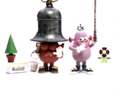 Dairylea Dunkers "Pig and Pog" [00:30], "Dynamite" + "Bell" [00:10]# A spoof on children´s programs featuring a pair of rather mischievous plasticine creatures. The 10-second commercials point to the new salt-and-vinegar flavors this snack is now available in.