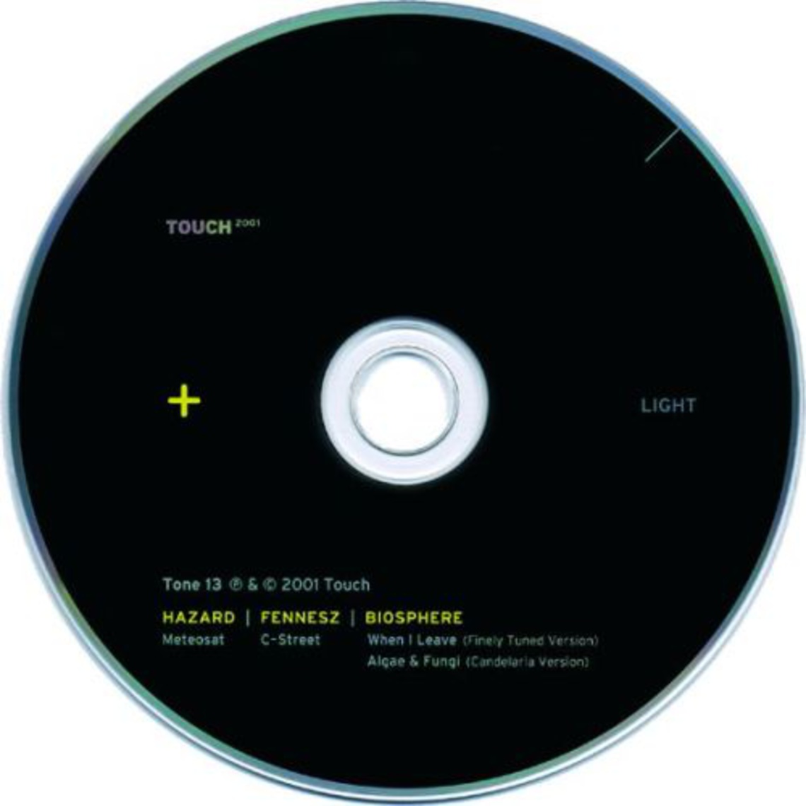 Hazard/Fennesz/Biosphere: "Light", front and back of CD cover, inside of CD case and CD.