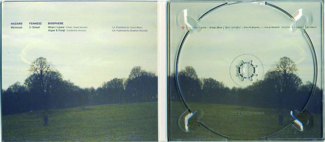 Hazard/Fennesz/Biosphere: "Light", front and back of CD cover, inside of CD case and CD.