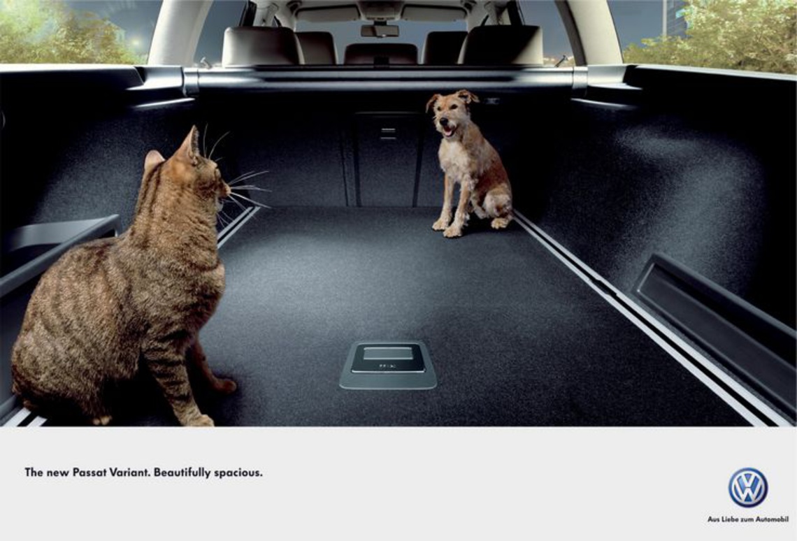 (German tagline – “Aus Liebe zum Automobil” means – “Out of love for the automobile.”) Campaign for the Volkswagen Passat
Variant.