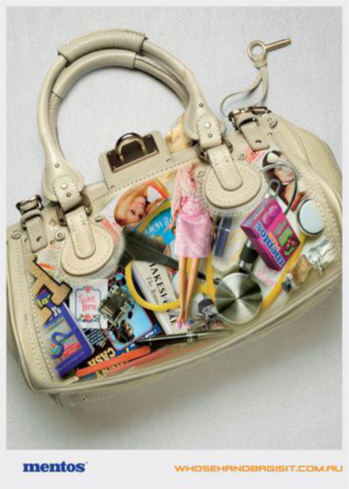 Campaign to direct consumers to the website of Mentos brand
handbags, where they are invited to guess which celebrity would
be most likely to own the bags shown there. Possible, though
not actual, owners of the bags include Paris Hilton, Angelina
Jolie, and Reese Witherspoon. 