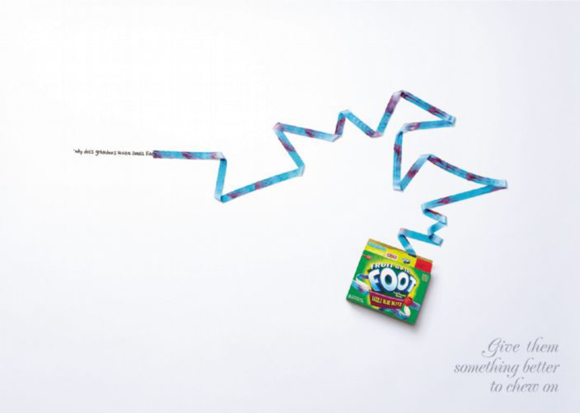 Campaign for Fruit by the Foot brand fruit-flavored snacks.