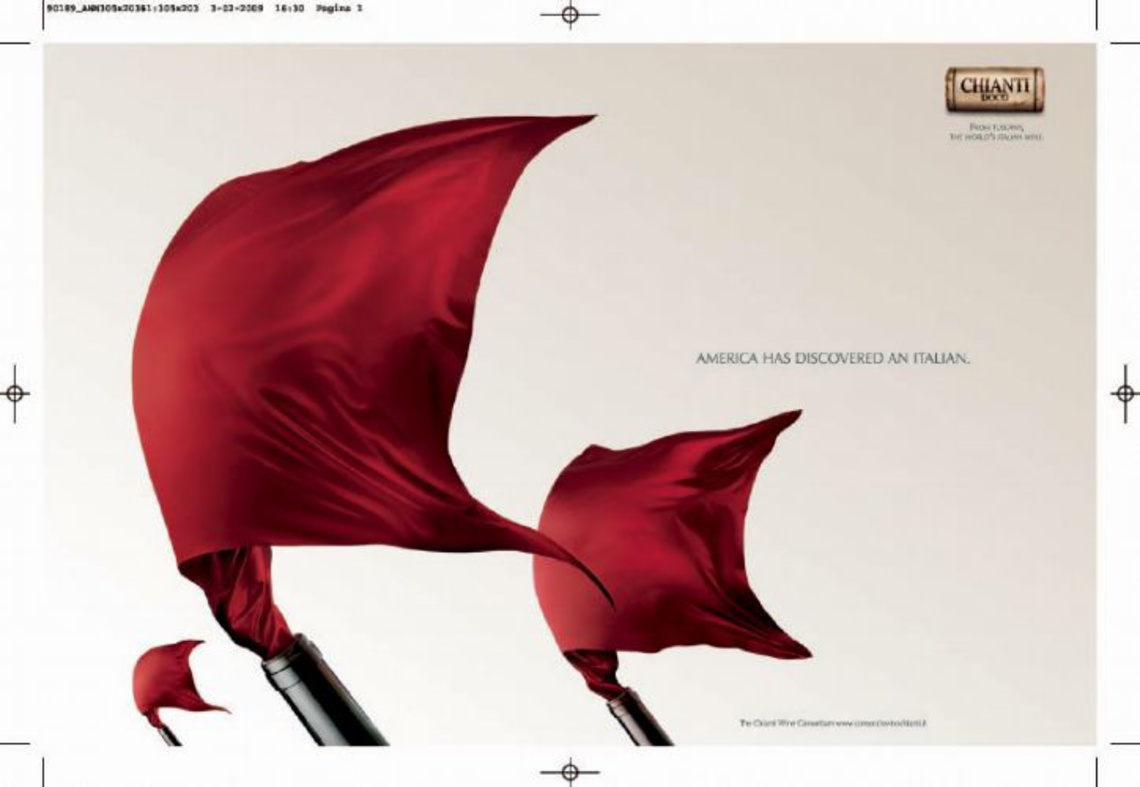 (Claim: From Tuscany, the world’s Italian wine.) Campaign for the Chianti.