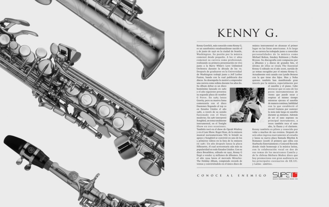 Kenny G. – (long text: biography) – Know your enemy. Super 45. Independent music since 1996. Campaign for the radio station Super 45.