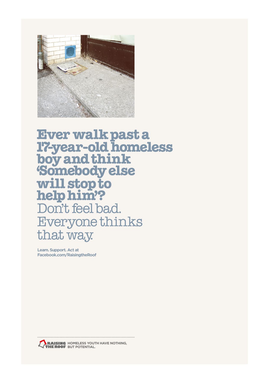 Campaign for Raising The Roof, an organization fighting homelessness amongst youths in Canada.