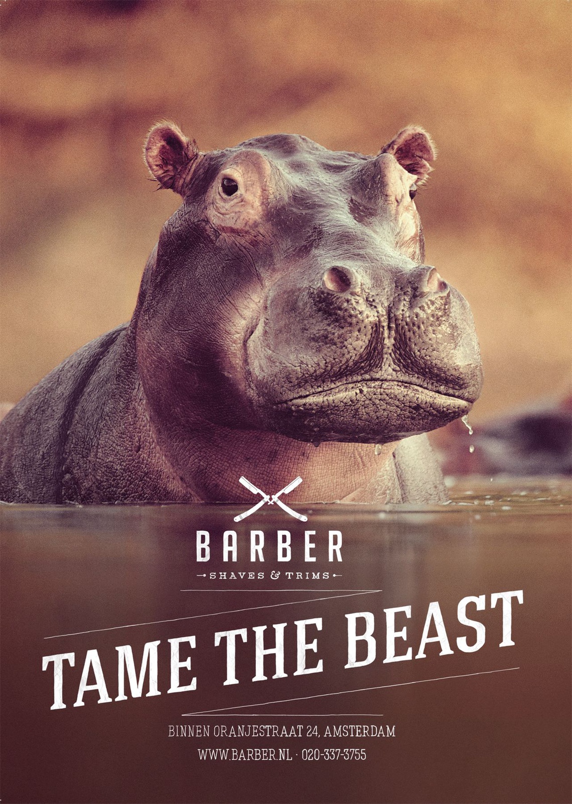 (Barber. Shaves & trims.) Campaign for a shaving salon in Amsterdam.