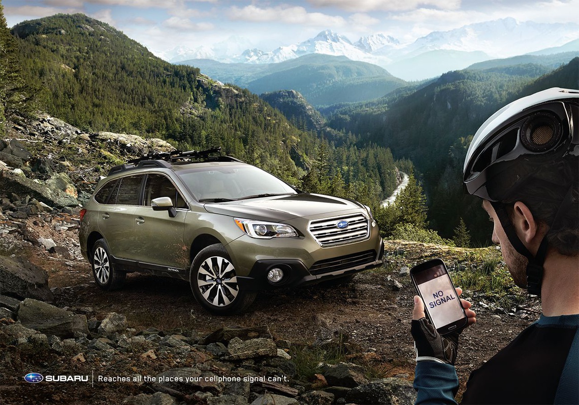 Reaches all the places your cellphone signal can’t.
Campaign for Subaru.