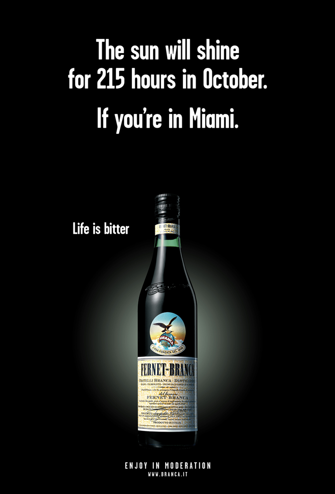 Outdoor campaign for bitter-tasting herbal liqueur Fernet Branca.