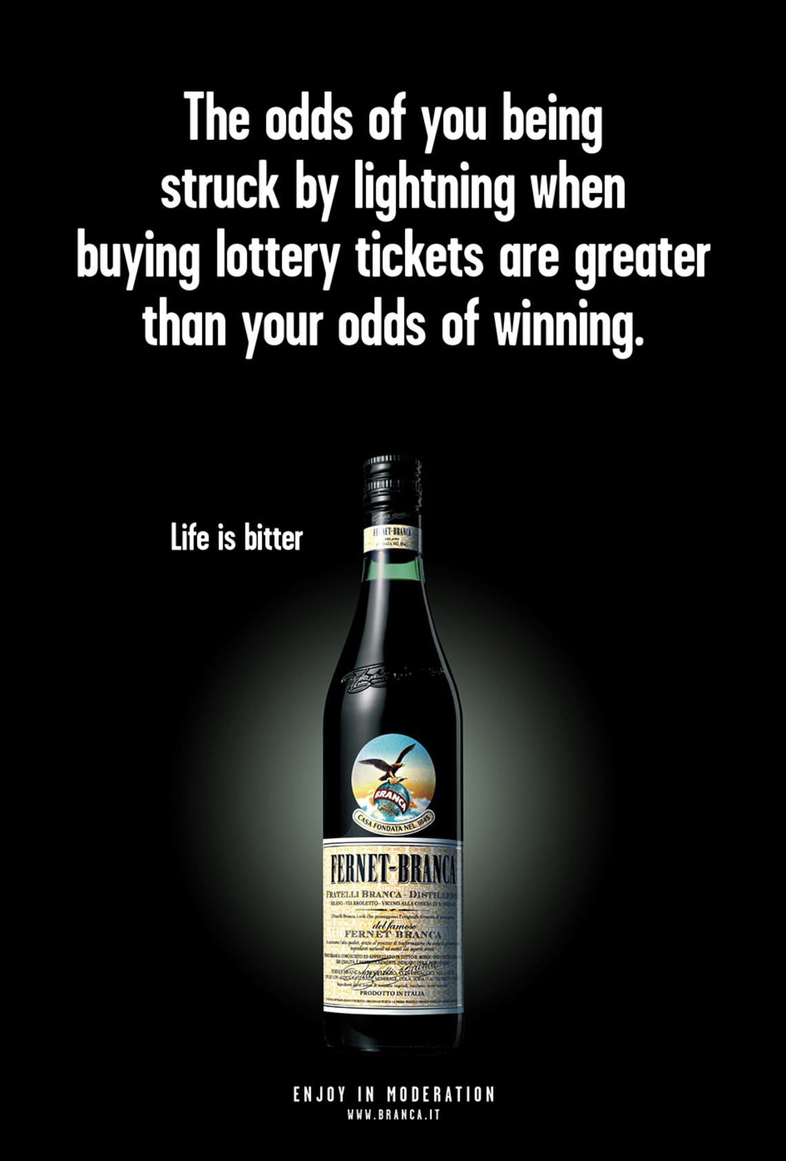 Outdoor campaign for bitter-tasting herbal liqueur Fernet Branca.