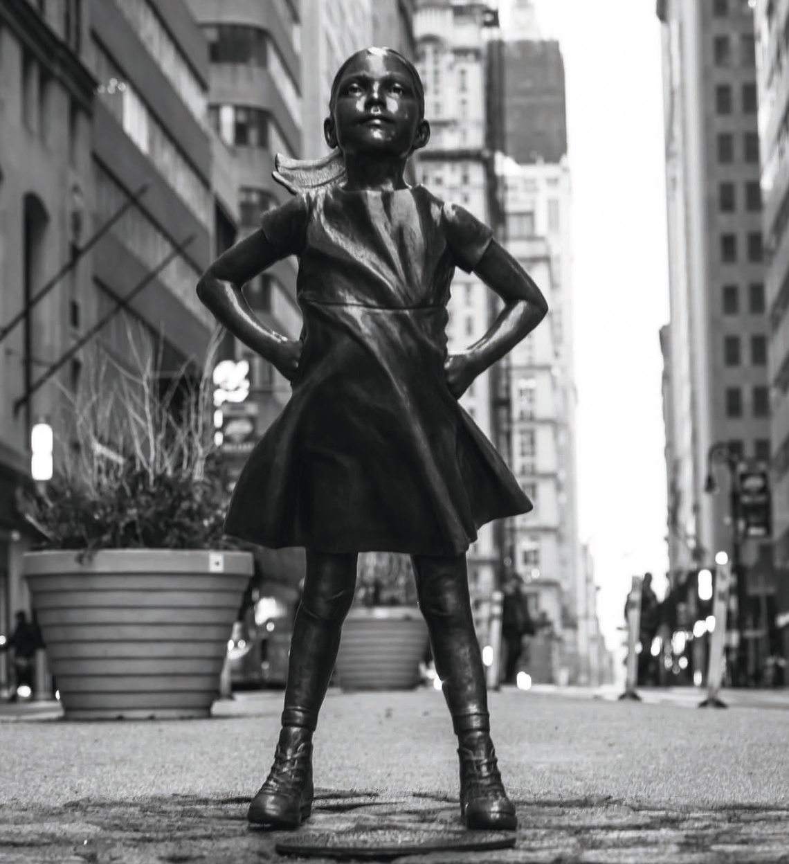 “Fearless girl” outdoor campaign, sponsored by asset manager State Street
Global Advisors, which was awarded the Outdoor Grand Prix at this year’s
Cannes Lions Festival: To mark International Women’s Day, a bronze sculpture
of a girl was placed on Wall Street to face the famous – and high-testosterone –
Charging Bull statue, a symbol of American economic prowess. The sculpture is
designed to inspire women everywhere to stand up to the status quo.