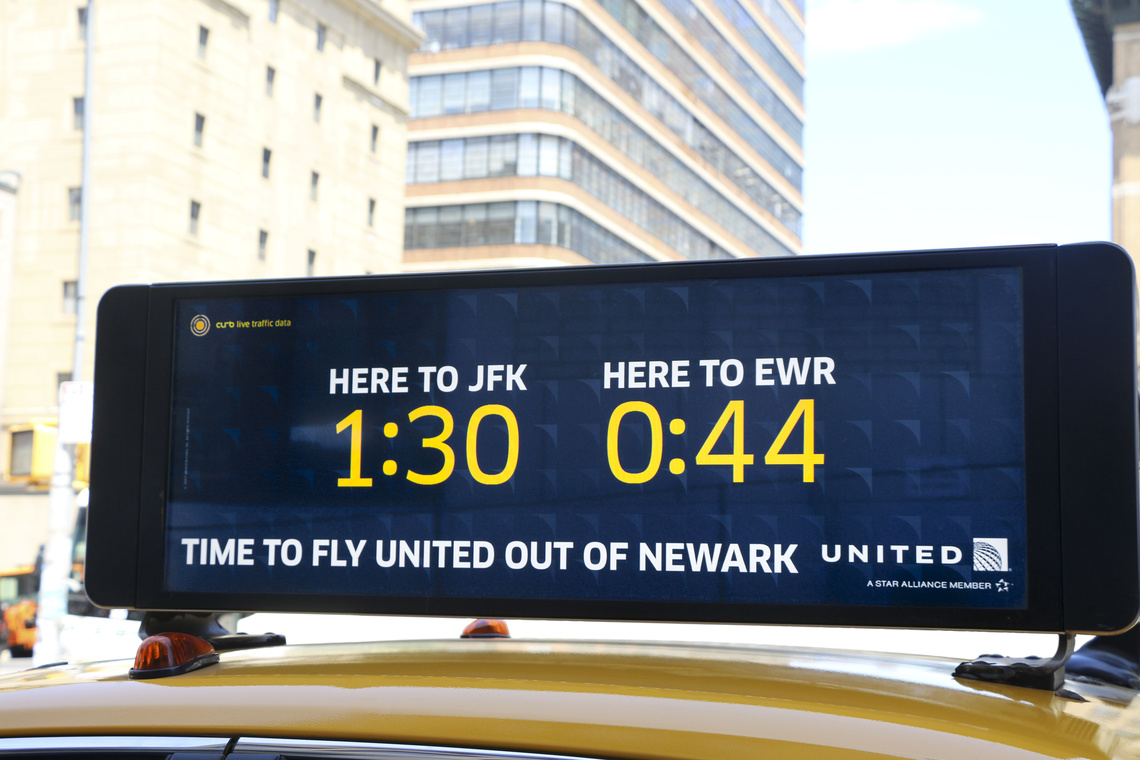 Campaign for United Airlines which uses GPS
real-time traffic data to dispel the myth that travel to
JFK is faster than travel to Newark Airport.