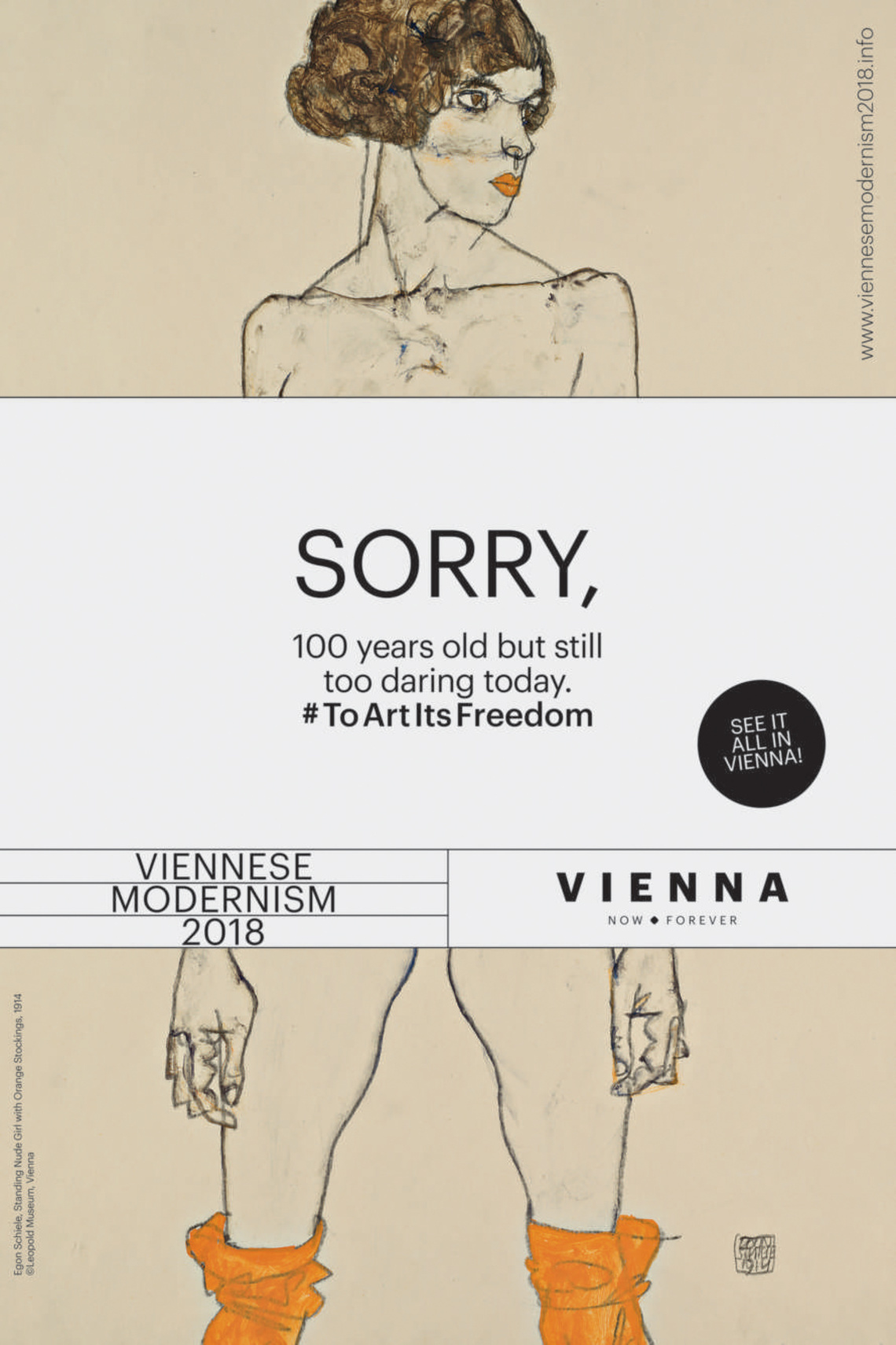 Outdoor campaign for the Tourist Board of the City of Vienna celebrating Viennese
Modernism, 2018 being the year that marks the centenary of the death of four of the era’s
best-known exponents (painters Gustav Klimt and Egon Schiele, the architect Otto Wagner,
and universal artist Koloman Moser.)