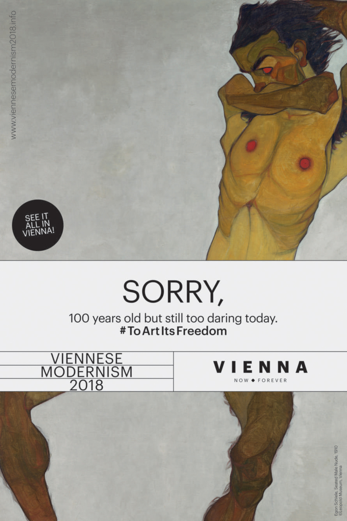 Outdoor campaign for the Tourist Board of the City of Vienna celebrating Viennese
Modernism, 2018 being the year that marks the centenary of the death of four of the era’s
best-known exponents (painters Gustav Klimt and Egon Schiele, the architect Otto Wagner,
and universal artist Koloman Moser.)