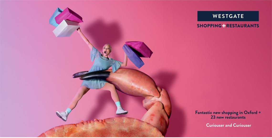 The Unexpected Combinations campaign reimagines Alice in Wonderland and what she might get up to at the Westgate, Oxford shopping mall.