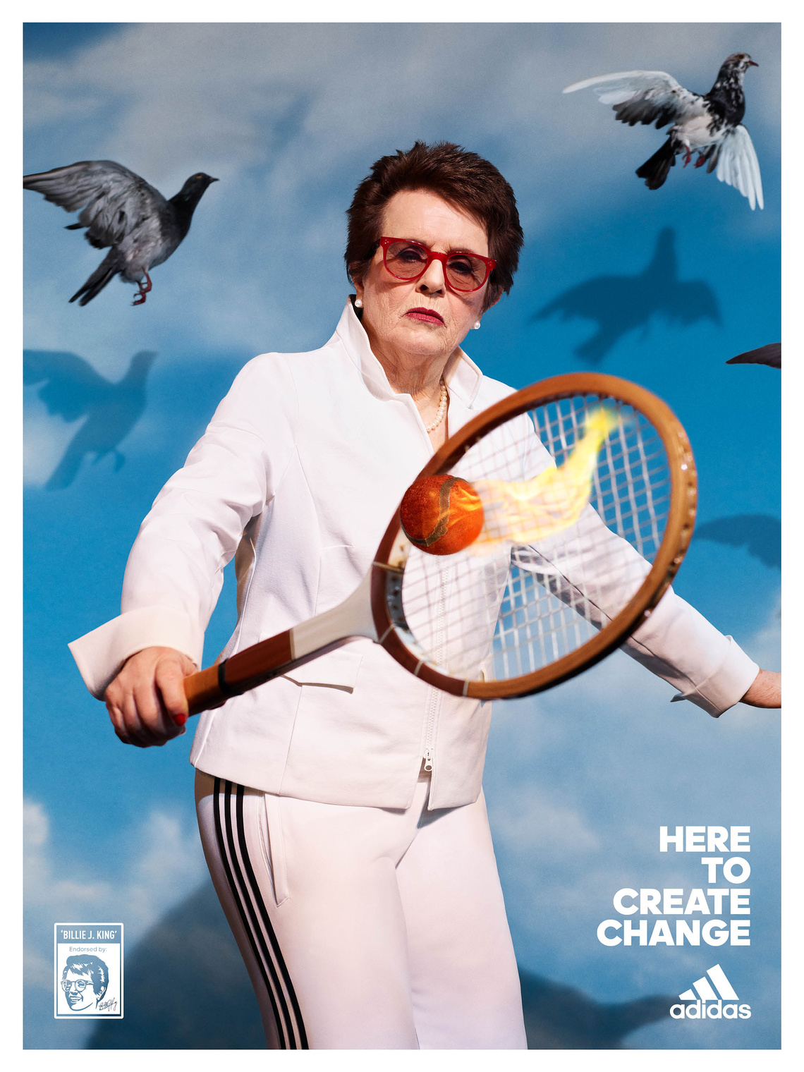 <p>Adidas campaign “Create Change” featuring tennis legend Billie Jean King, to help build a future for female athletes in all pitches, fields and courts of play. #Sports22</p>