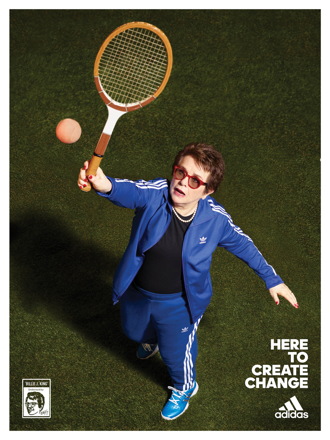 <p>Adidas campaign “Create Change” featuring tennis legend Billie Jean King, to help build a future for female athletes in all pitches, fields and courts of play. #Sports22</p>