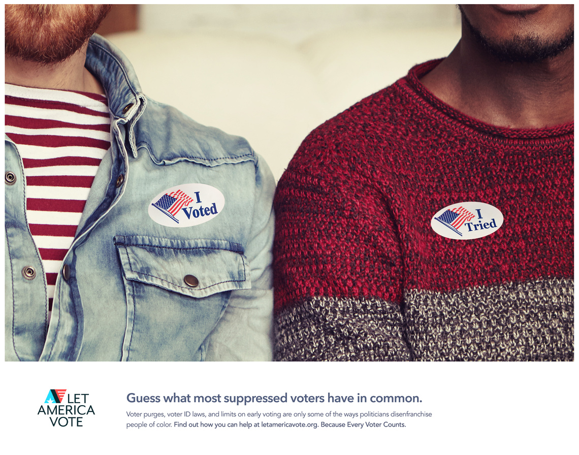 Campaign from the Let America Vote Foundation combating voter suppression laws.