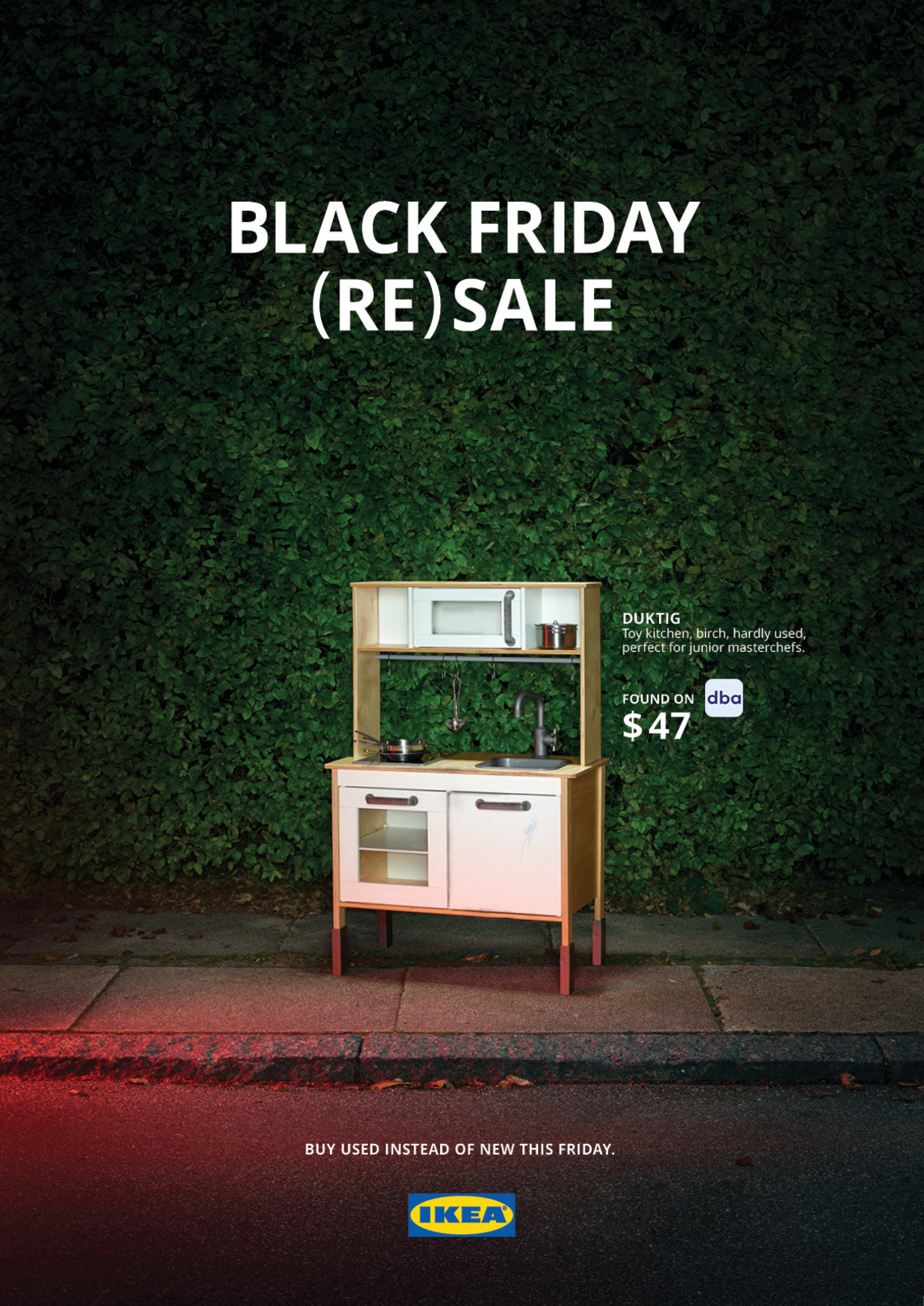 IKEA Denmark launched the Black Friday (Re)Sale campaign, asking customers to “buy used instead of new this Friday” on DBA, Denmark’s largest second-hand marketplace. This campaign showed another brand’s logo in an IKEA ad for the first time ever.