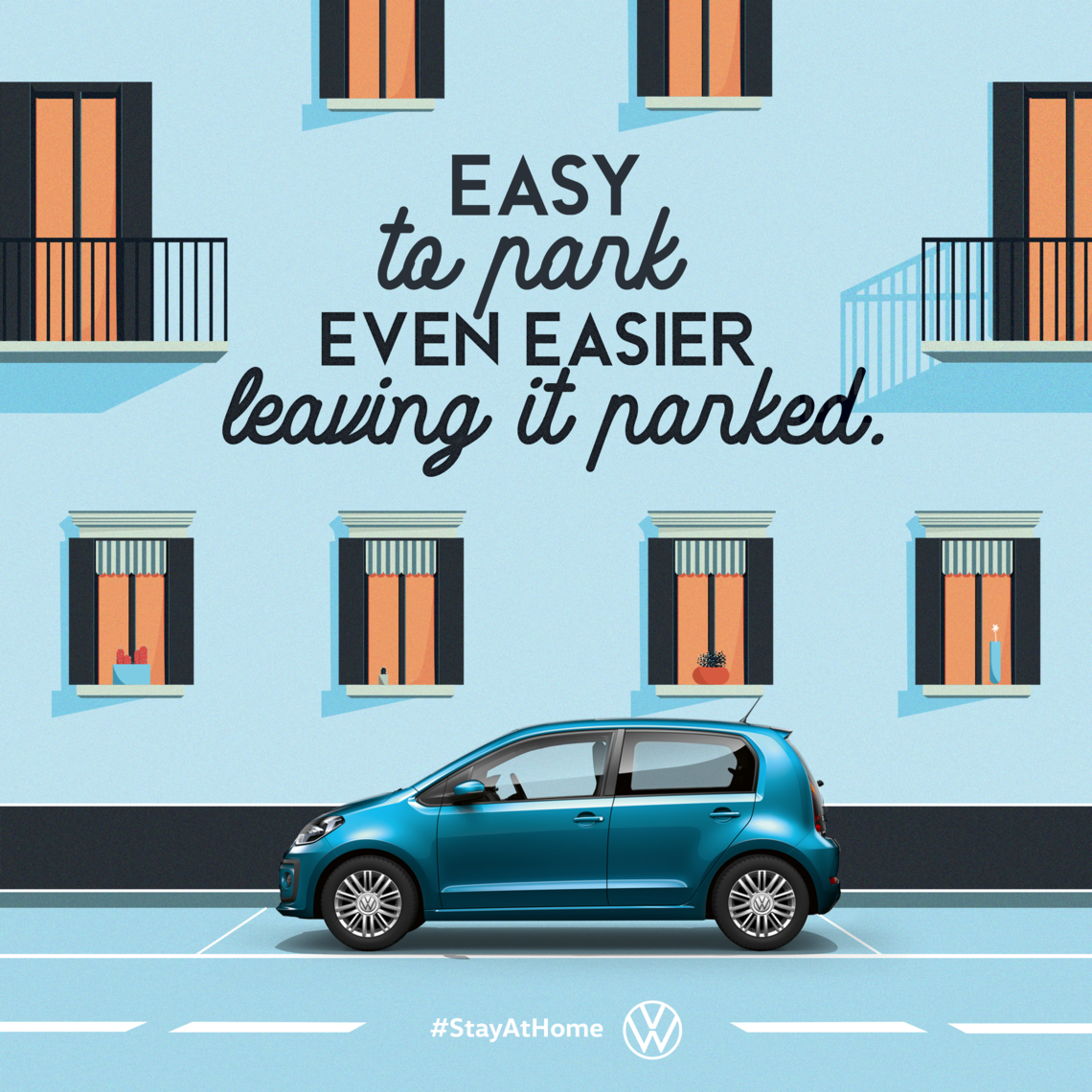 During the Covid-19 lockdown in Italy, Volkswagen encouraged
its customers to #stayathome by keeping their cars parked.