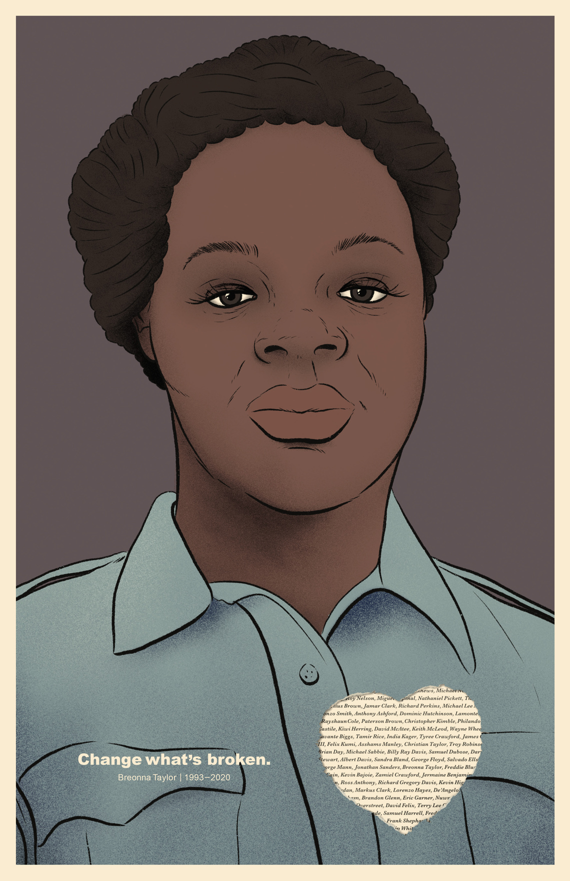 Change what’s broken.
Breonna Taylor, 1993 – 2020.
Social justice posters raising awareness of the shooting of David McAtee during the George Floyd and Breonna Taylor protests.