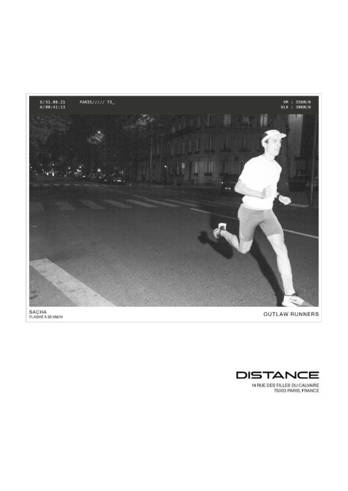 Campaign for DISTANCE, a boutique running store, in response to the new 30km/h speed limit in Paris.