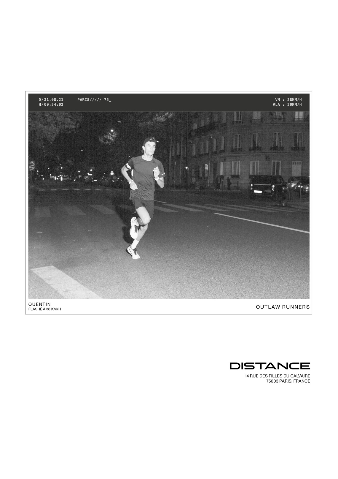 Campaign for DISTANCE, a boutique running store, in response to the new 30km/h speed limit in Paris.