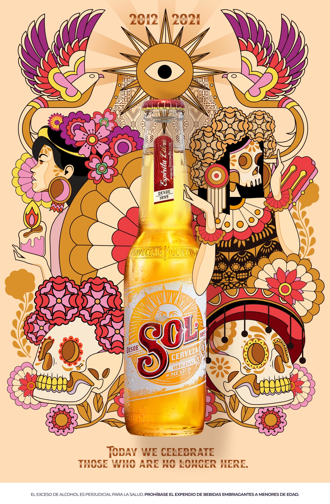 Sol Beer celebrates the Day of the Dead with a campaign that honors the past editions of its bottles.