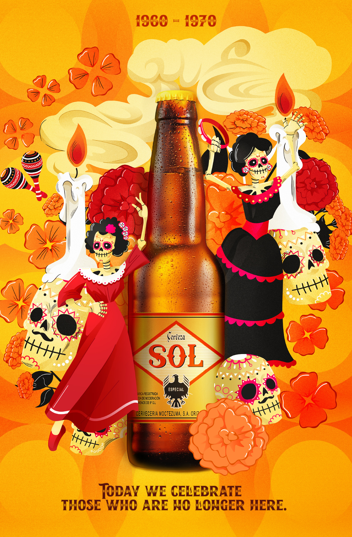 Sol Beer celebrates the Day of the Dead with a campaign that honors the past editions of its bottles.